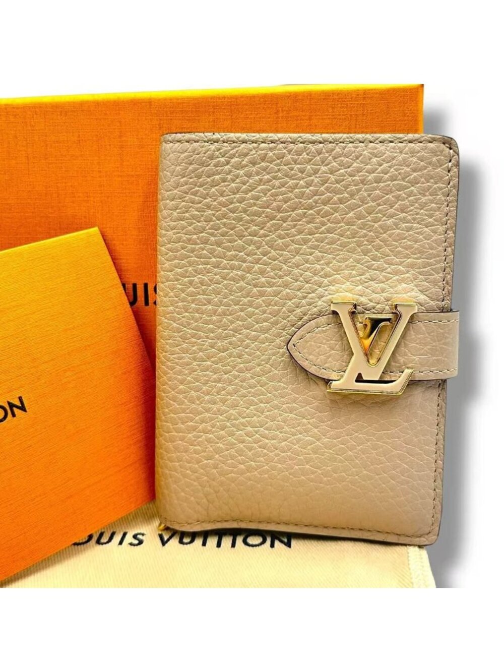 Louis Vuitton Wallet Foldin Logo Leather Beige